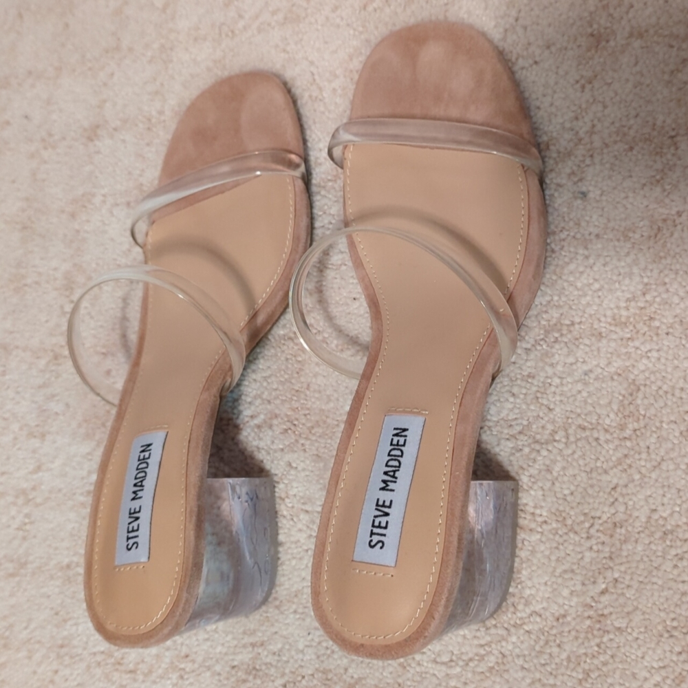Steve Madden Issy sandal clear block heel size 6.5